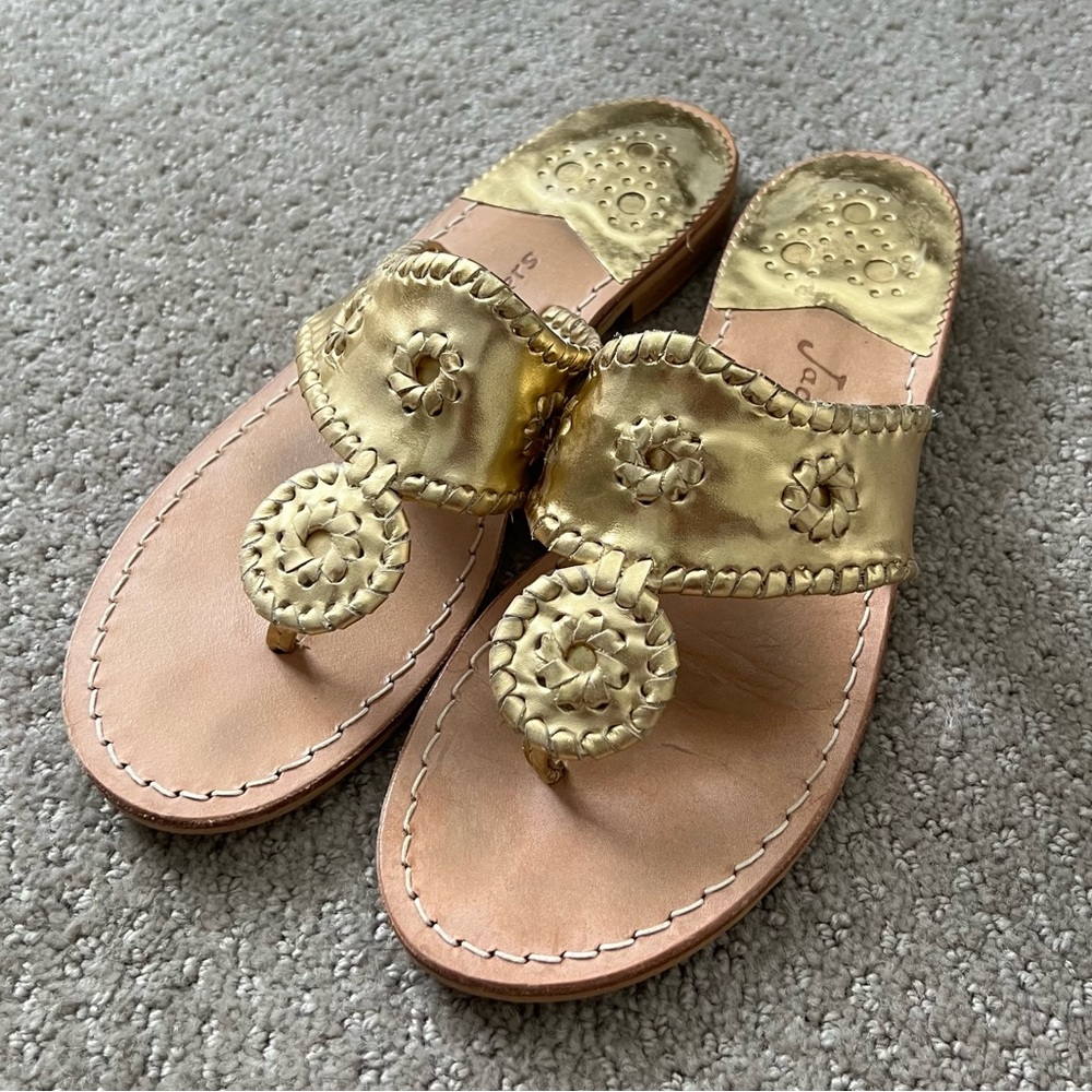 Gold Jack Rogers Flat Sandals